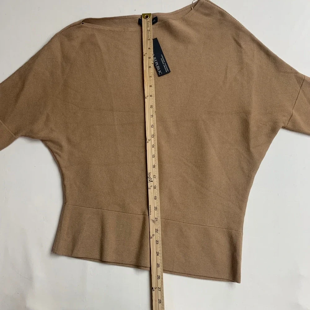 Banana Republic Serene Sweater XL Camel Brown Ribbed‎ Lenzing Ecovero NWT - Picture 5 of 7